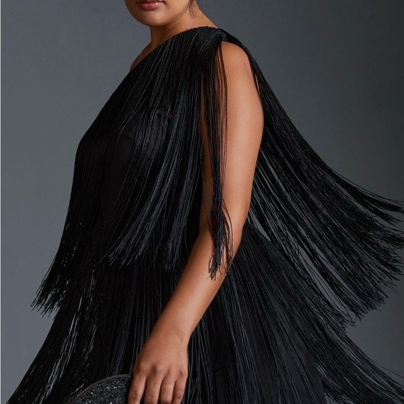 COPY - EUC Anthropologie, Size L, Hutch One-Shoulder Fringe Mini Dress in Black - Picture 7 of 7